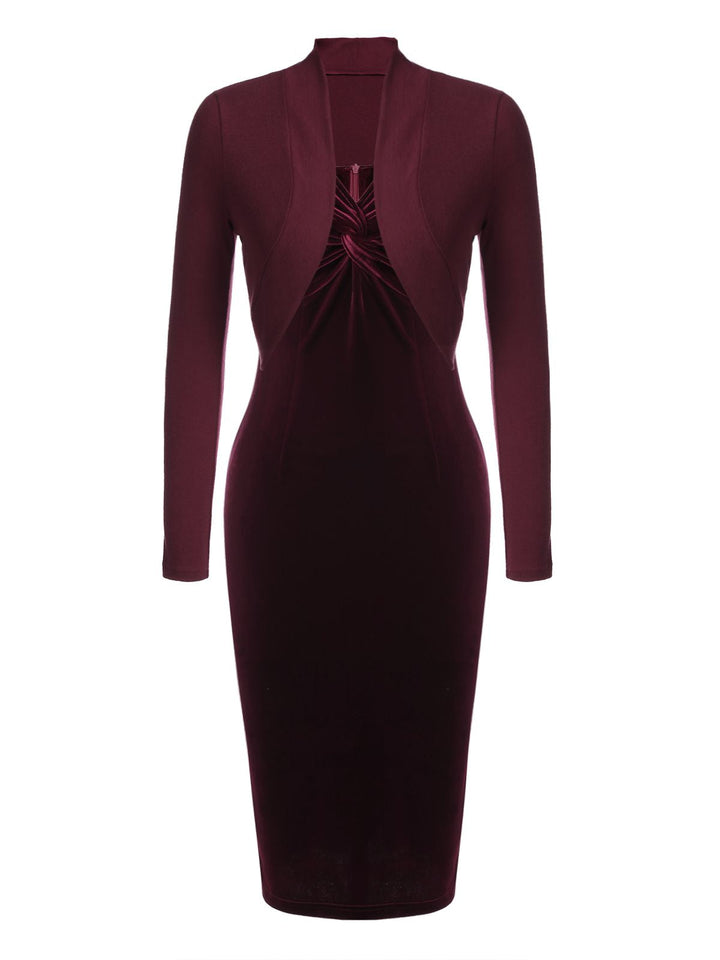 2PCS 1960s Velvet Bodycon Dress — vintage elegance for the modern woman