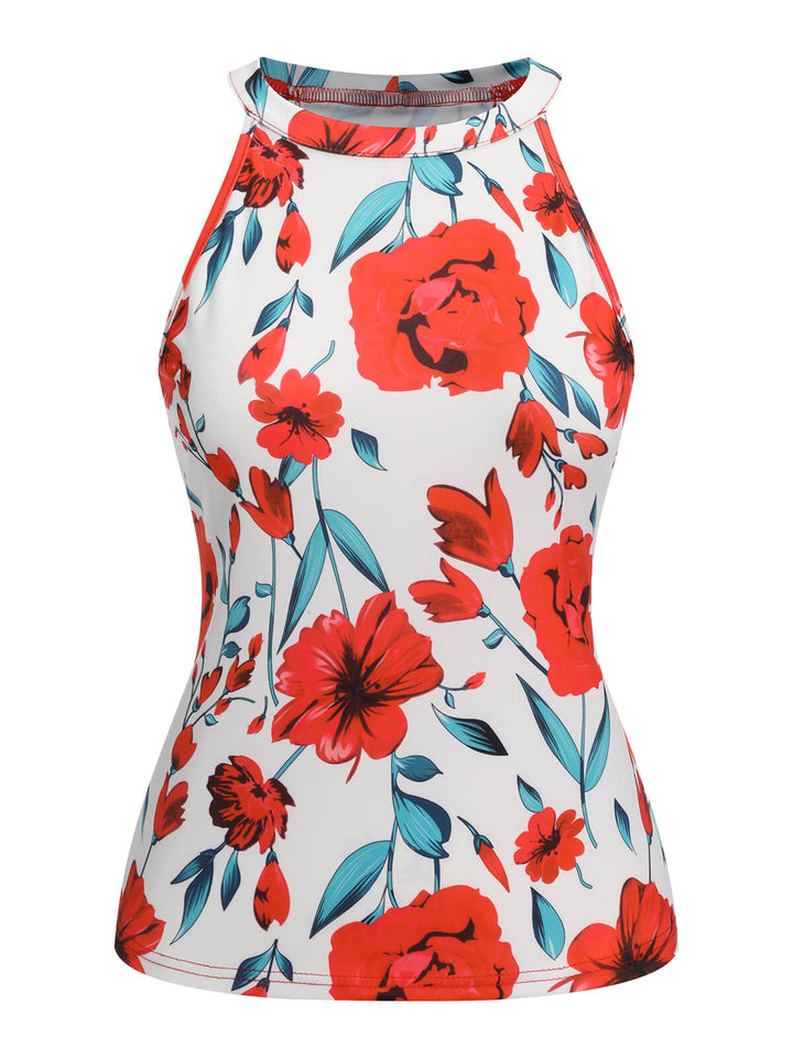 2PCS 1970s Floral Crewl Halter Top &amp; Shorts With Belt, vintage top, retro blouse - perfect for women who love vintage and retro fashion