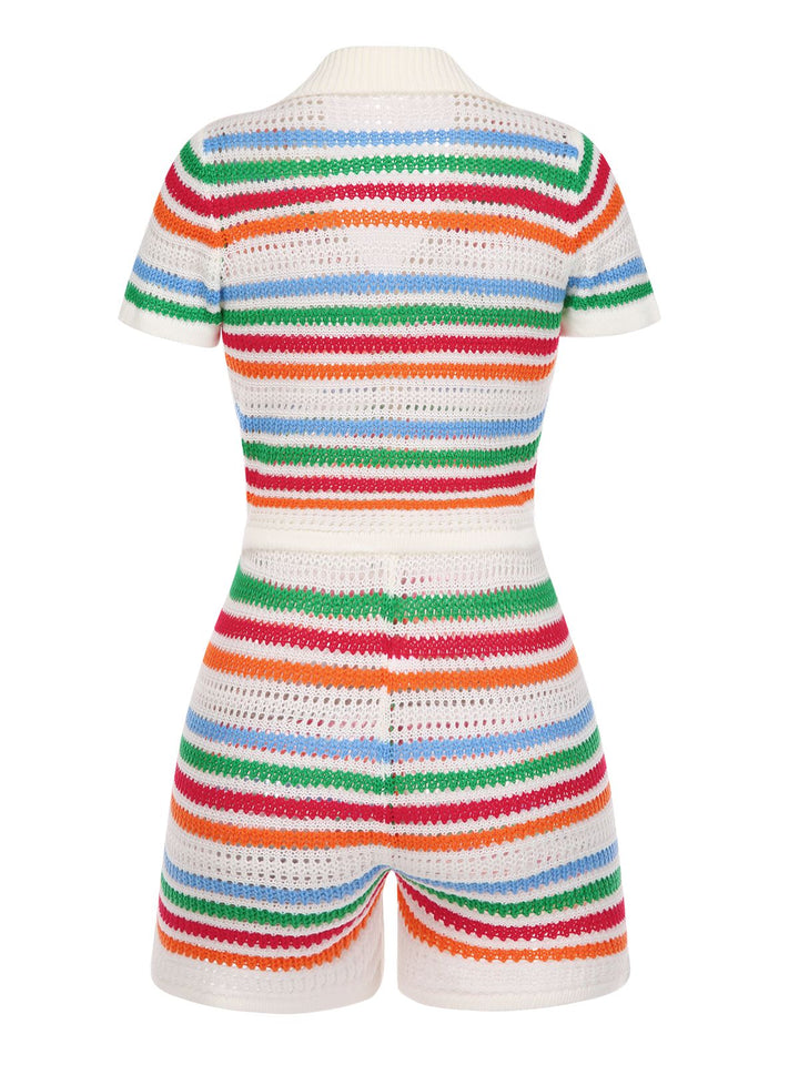 2PCS 1970s Knitted Striped Top | 1970s | vintage blouse, retro top
