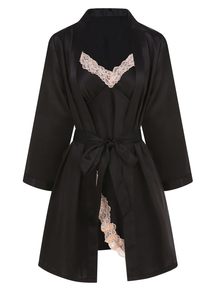 2PCS Lace Suspender Nightdress &amp; Robe - vintage dress, retro fashion