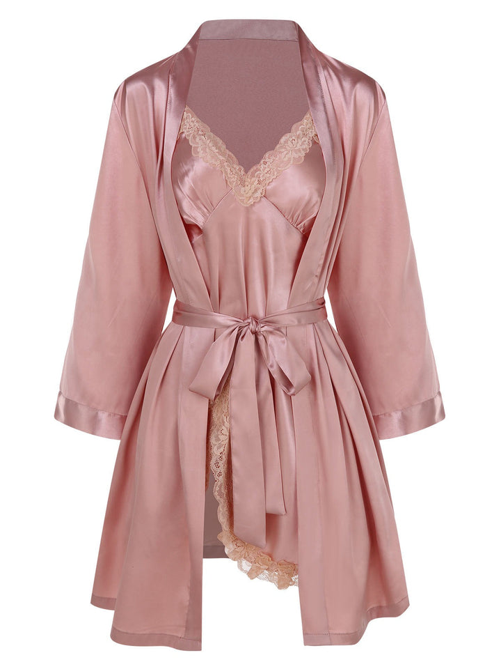 2PCS Lace Suspender Nightdress &amp; Robe - vintage dress, retro fashion