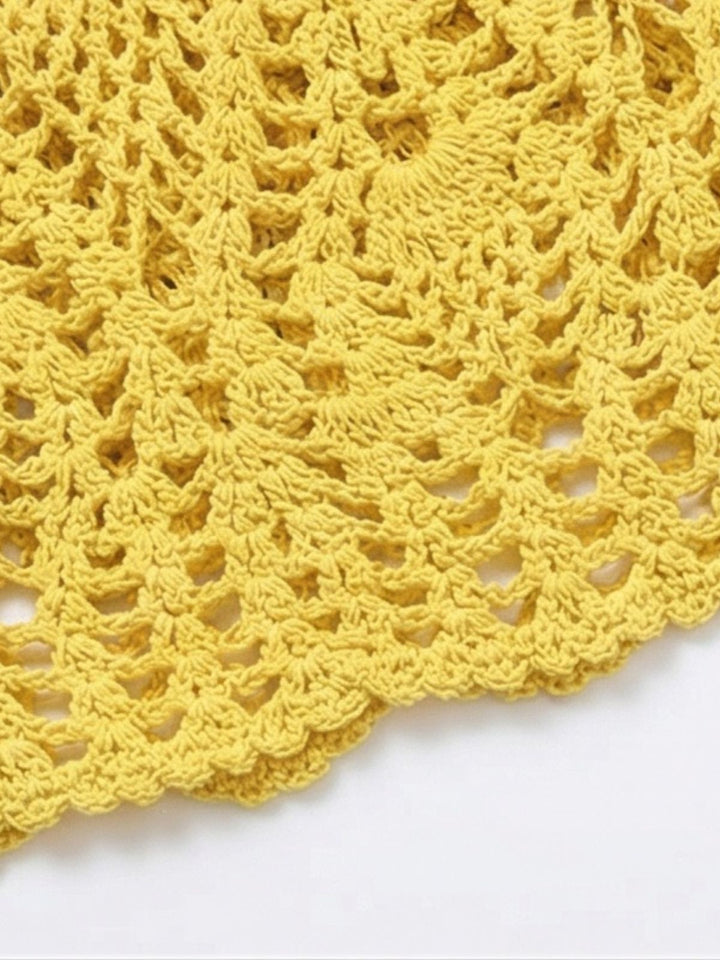 2PCS 1980s Solid Crochet Cover Up Set, bohemian cover up, beach wear - perfect for women who love vintage and retro fashion