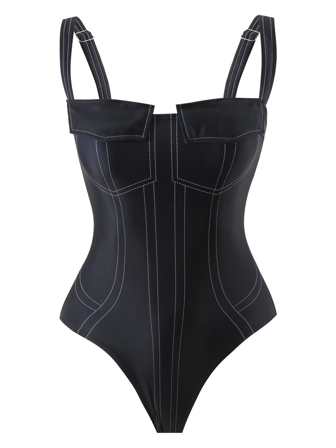 2PCS Black Gothic Straps Swimsuit &amp; Pants — because glamour never goes out of style