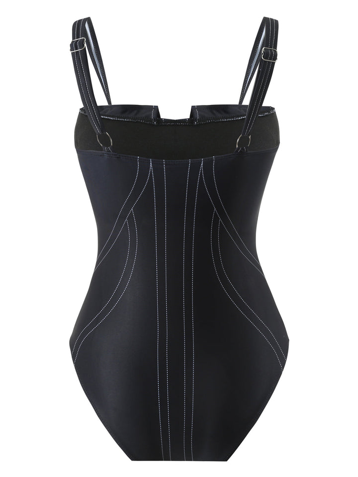 2PCS Black Gothic Straps Swimsuit &amp; Pants — poolside glamour meets sun-drenched confidence