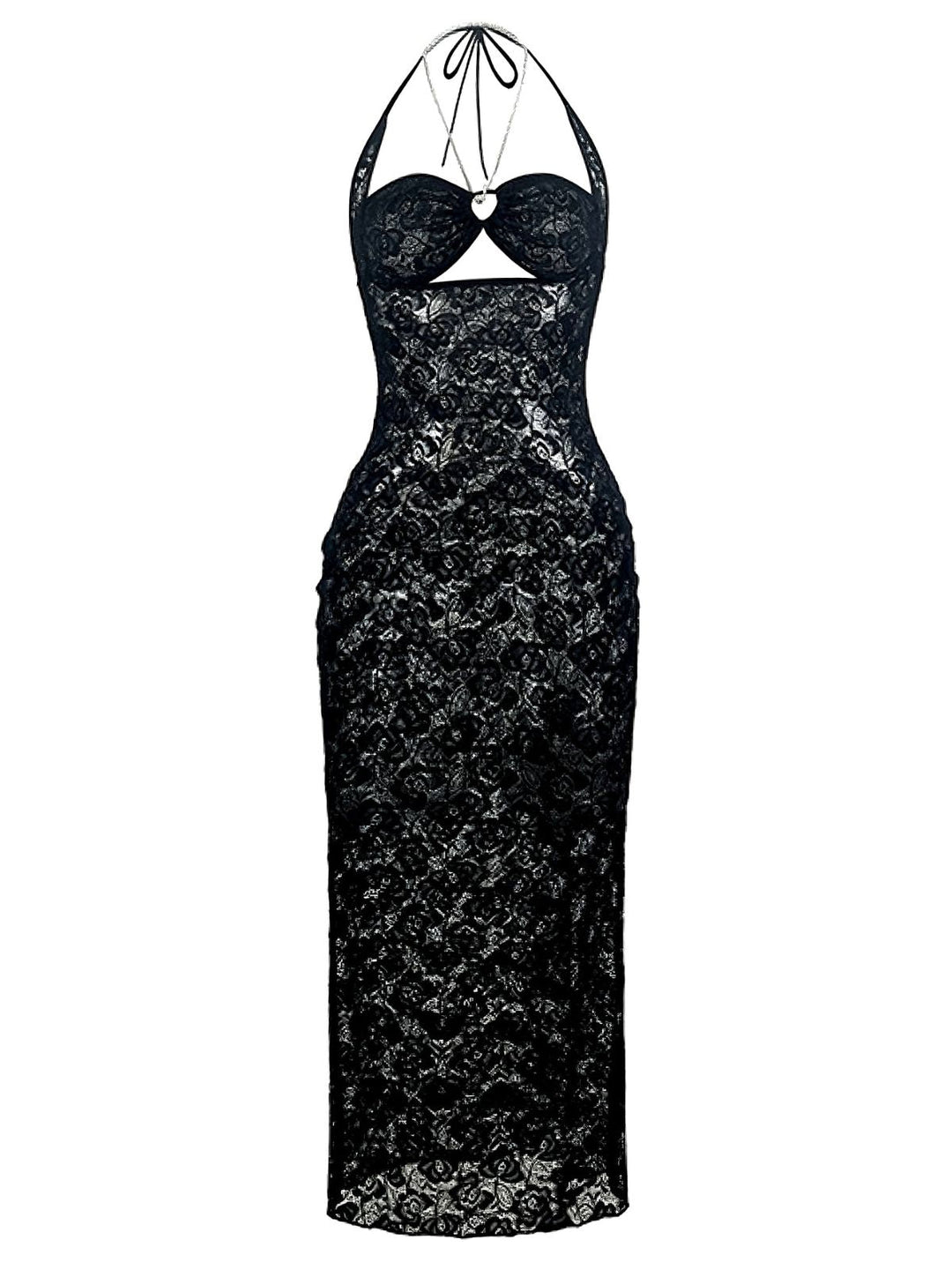 2PCS Black Lace Sheer Sleepwear Set - vintage nightgown, retro sleepwear, classic black