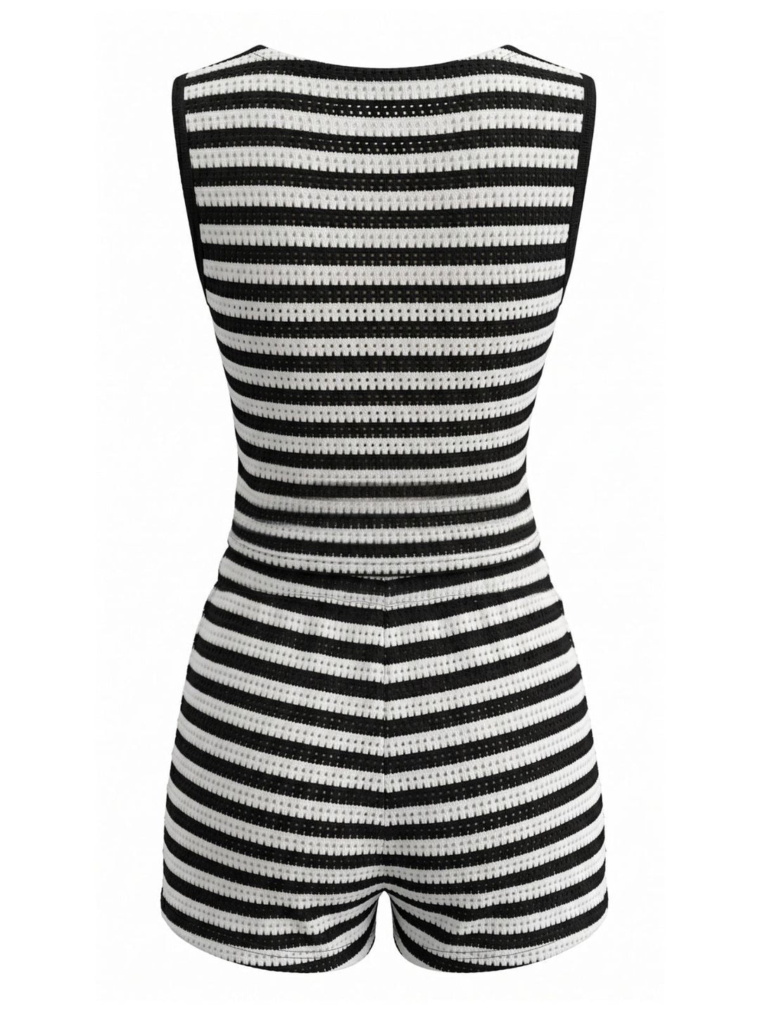 2PCS Black 1940s Striped Sleeveless Top &amp; Hight Waist Shorts, vintage top, retro blouse - perfect for women who love vintage and retro fashion