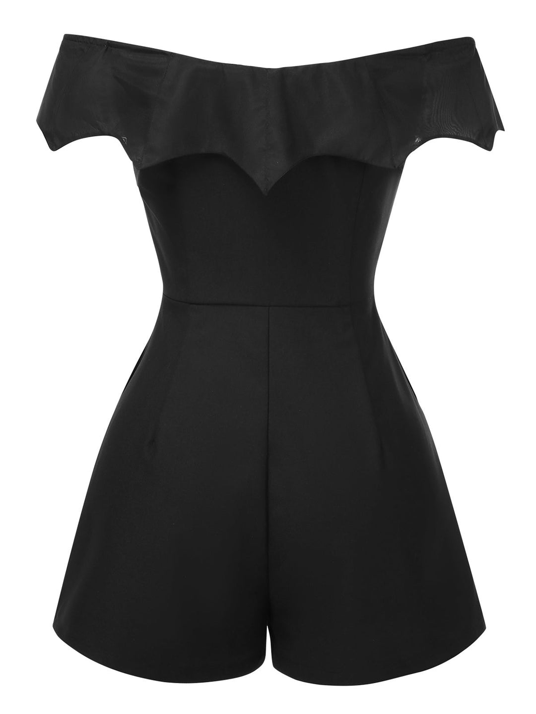 Black 1950s Gothic Bat Off-Shoulder Mesh Romper, vintage romper, retro jumpsuit - perfect for women who love vintage and retro fashion