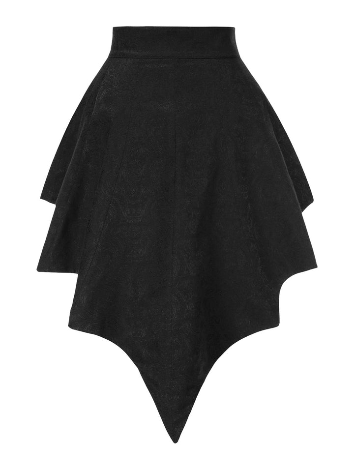 2PCS Black 1950s Gothic Bat Romper &amp; High-Low Cover-Up, vintage romper, retro jumpsuit - perfect for women who love vintage and retro fashion