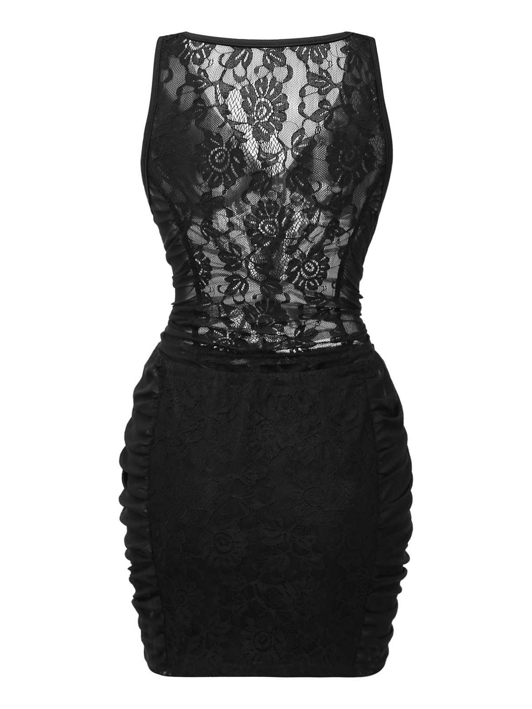 2PCS Black 1960s Lace Floral Sheer Top &amp; Skirt - vintage skirt, retro style, classic black
