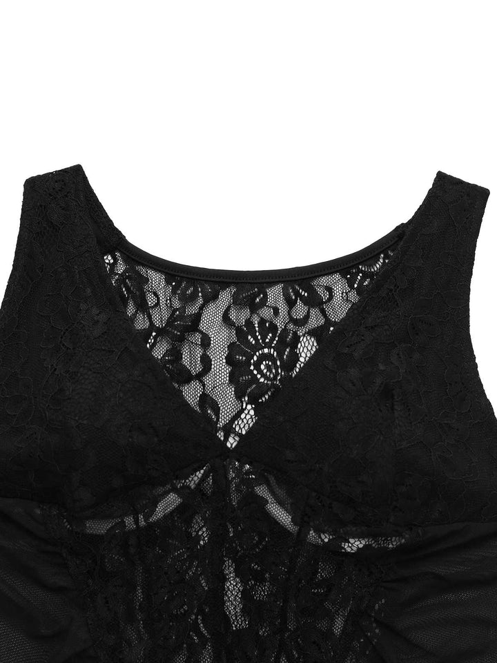2PCS Black 1960s Lace Floral Sheer Top &amp; Skirt - vintage skirt, retro style, classic black