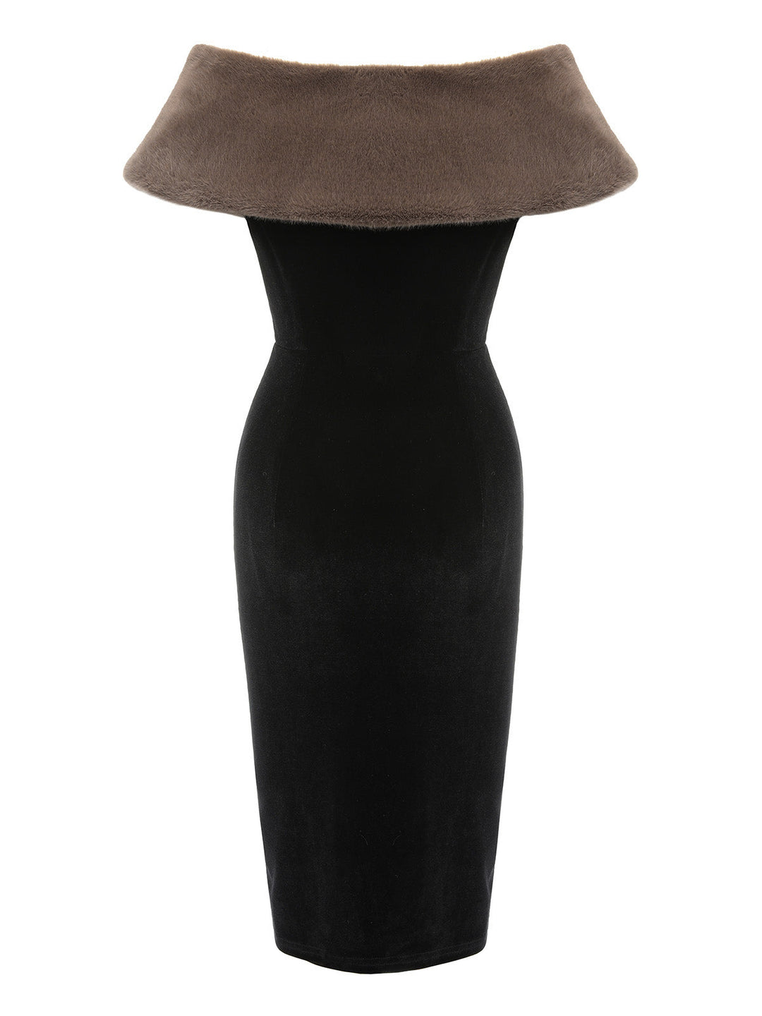 2PCS Black 1960s Solid Dress &amp; Plush Cape, vintage dress, retro fashion - perfect for women who love vintage and retro fashion