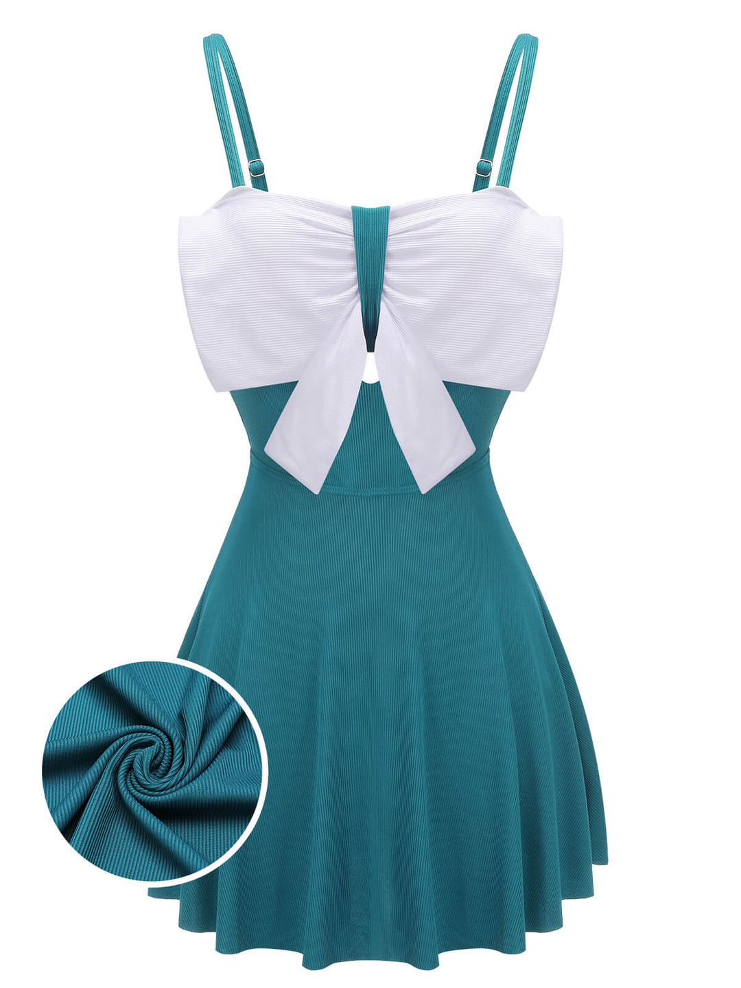 2PCS Blue 1930s Bow Strap Swimsuit &amp; Skirt, vintage skirt, retro style - perfect for women who love vintage and retro fashion