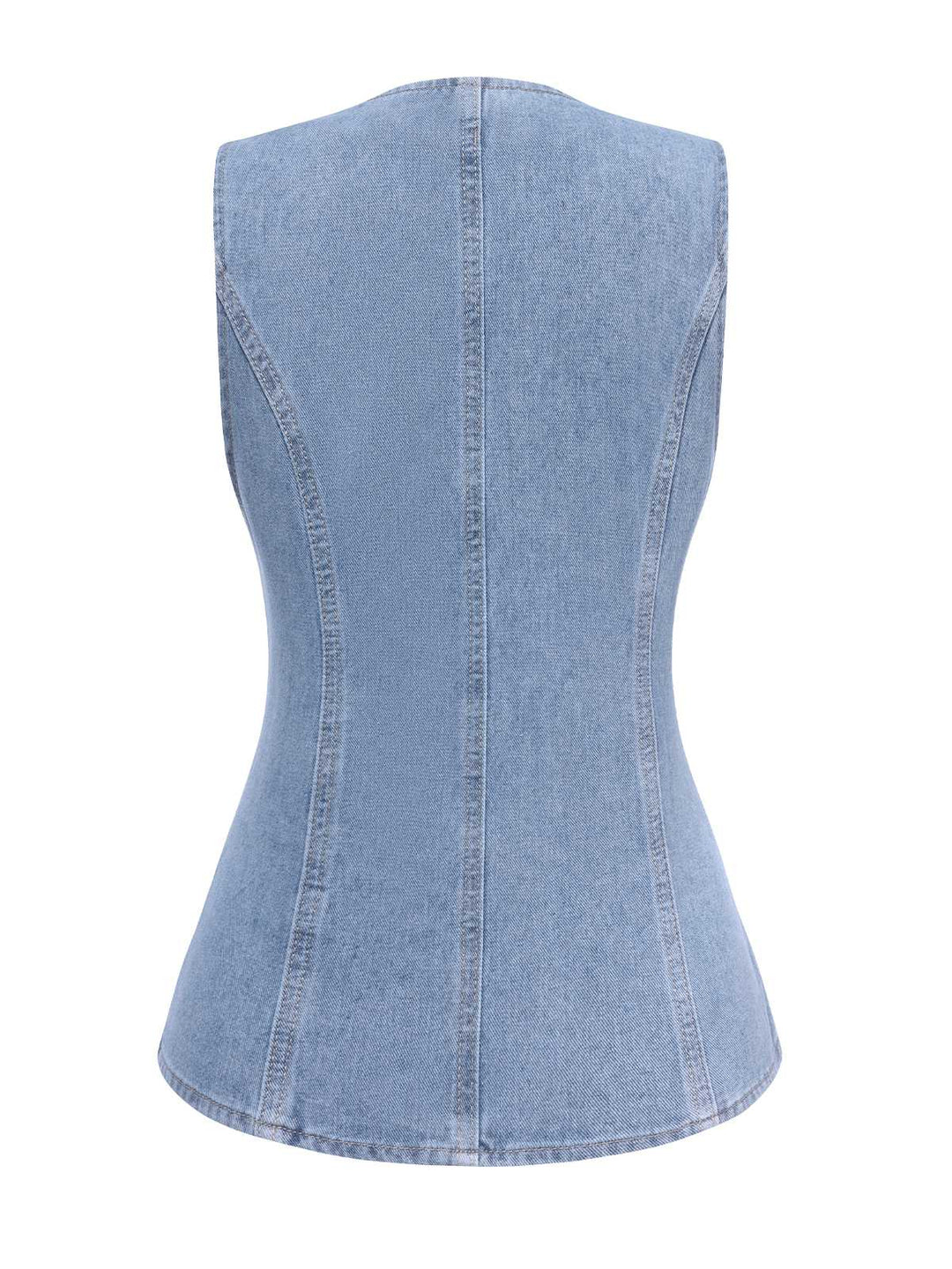 2PCS Blue 1940s Sleeveless Vest &amp; Wide-Leg Denim Jeans — 1940s confidence tailored for her stride