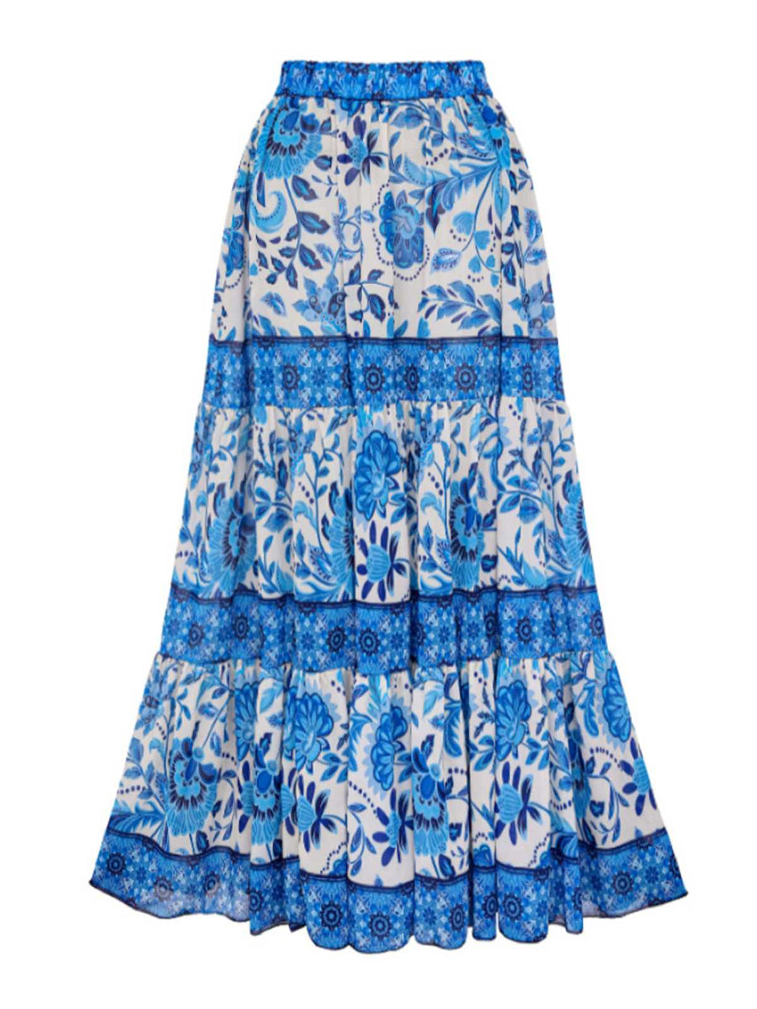 2PCS Blue 1950s One-Shoulder Print Swimsuit &amp; Cover-Up — 1950s poolside glamour meets sun-drenched confidence