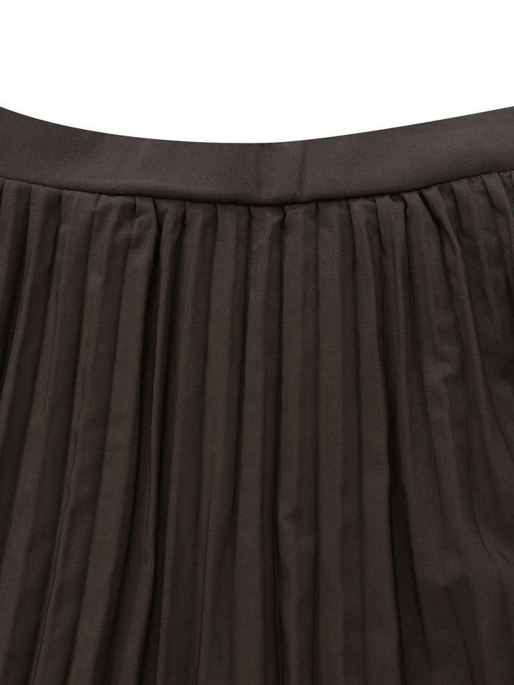 2PCS Brown 1940s Sleeveless Vest &amp; Pleated Midi Skirt, vintage skirt, retro style - perfect for women who love vintage and retro fashion