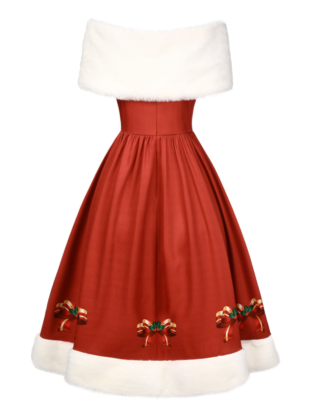2PCS Christmas 1950s Strapless Bow Fur Dress &amp; Shawl — the kind of 1950s dress that makes strangers smile
