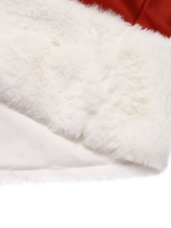 She slips into this 2PCS Christmas 1950s Strapless Bow Fur Dress &amp; Shawl and suddenly it&
