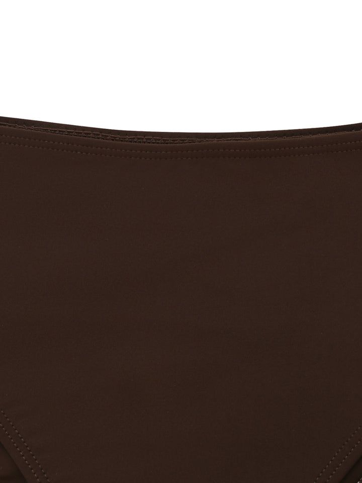 2PCS Dark Brown 1950s Solid Shell Tankini Set | vintage fashion, retro style, classic elegance - perfect for retro fashion enthusiasts