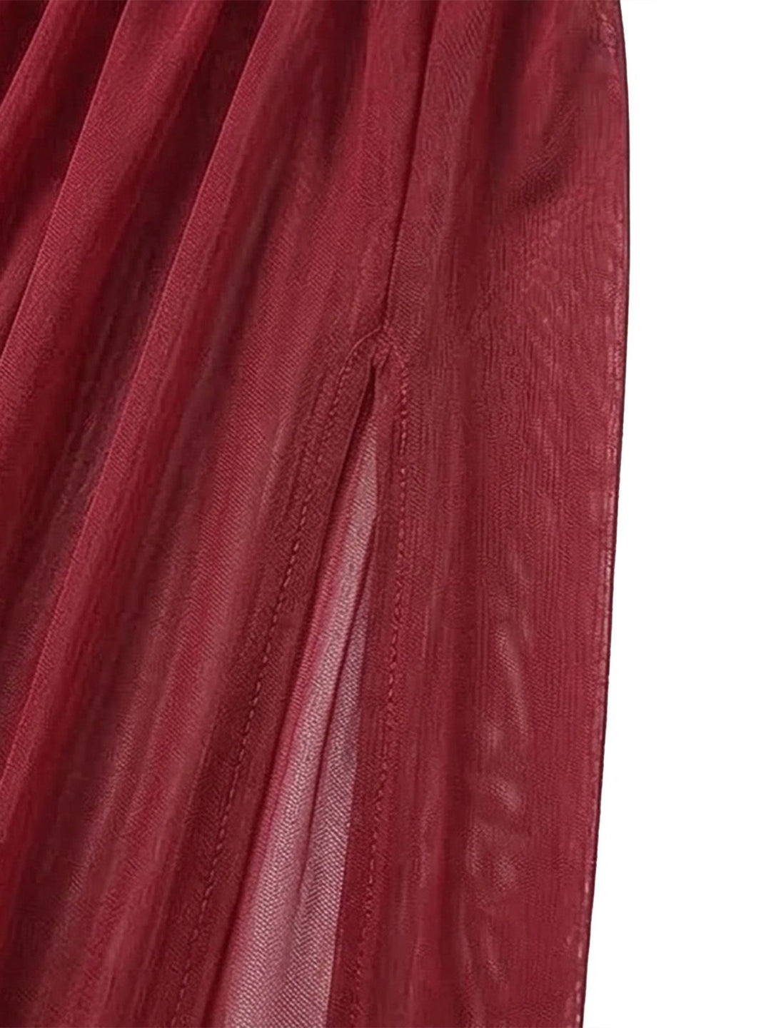 2PCS Deep Red Lace Color Block Knit Nightgown - vintage lingerie, retro nightgown, elegant sleepwear for vintage lovers
