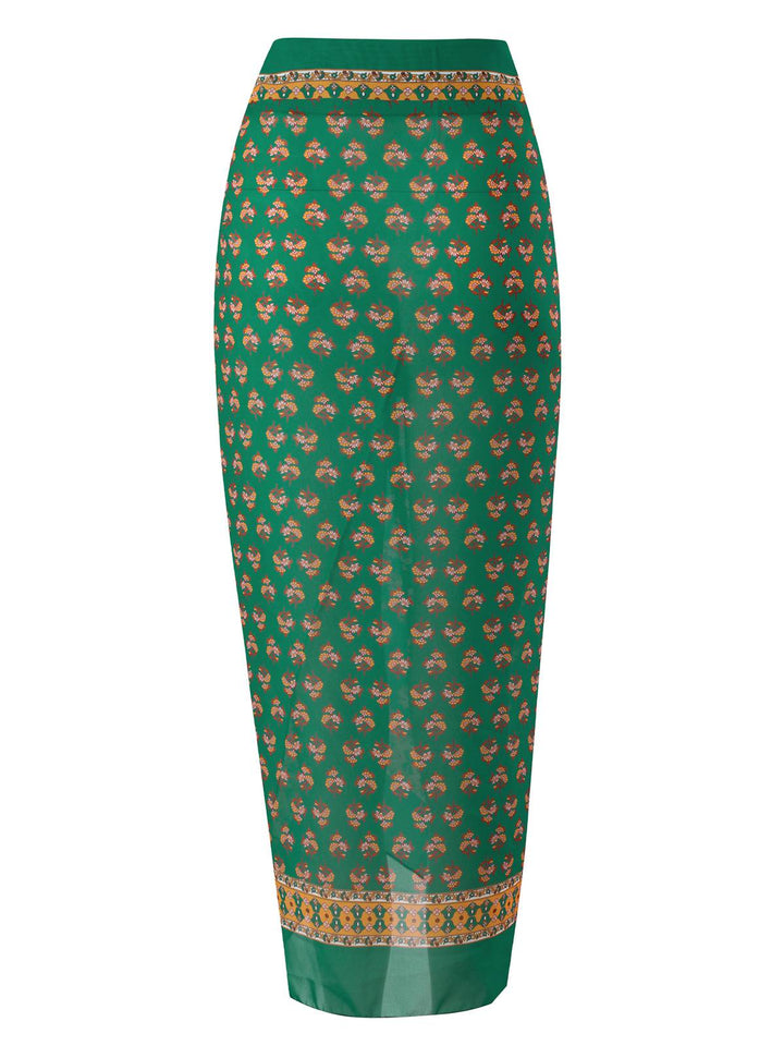 2PCS Green 1940s Flowers One-Piece Swimsuit &amp; Cover-Up — 1940s poolside glamour meets sun-drenched confidence