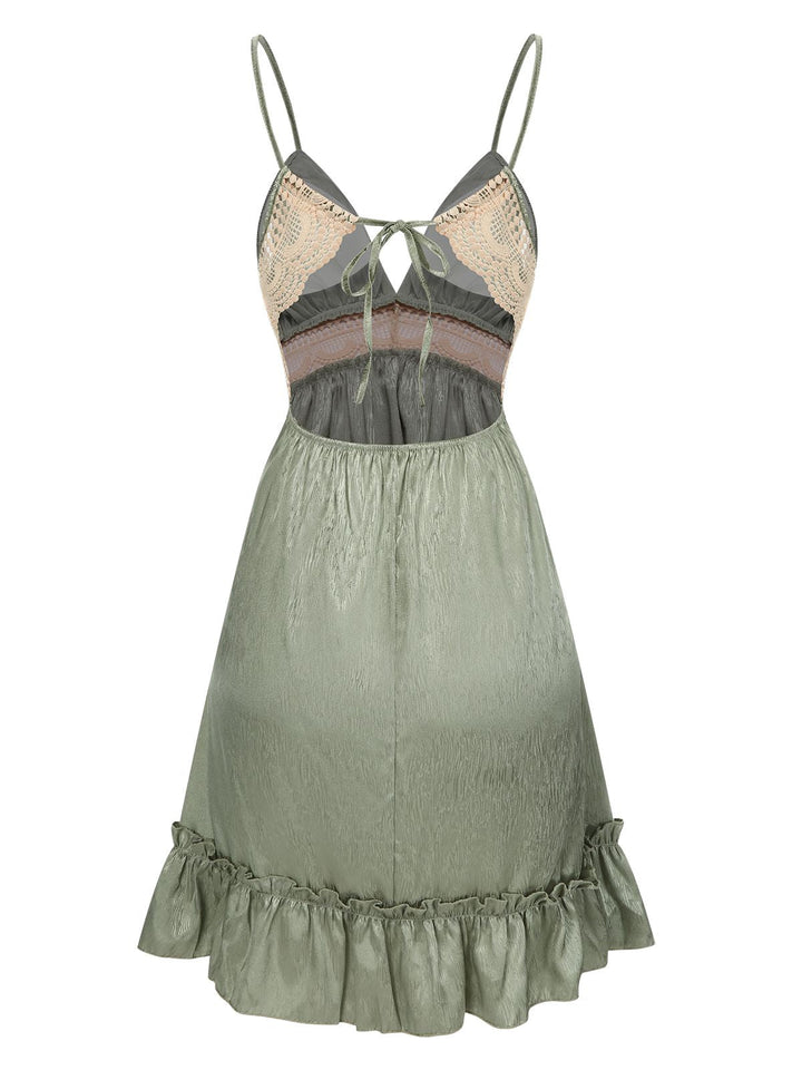 2PCS Green Guipure Lace Nightgown &amp; Robe - vintage nightgown, retro sleepwear