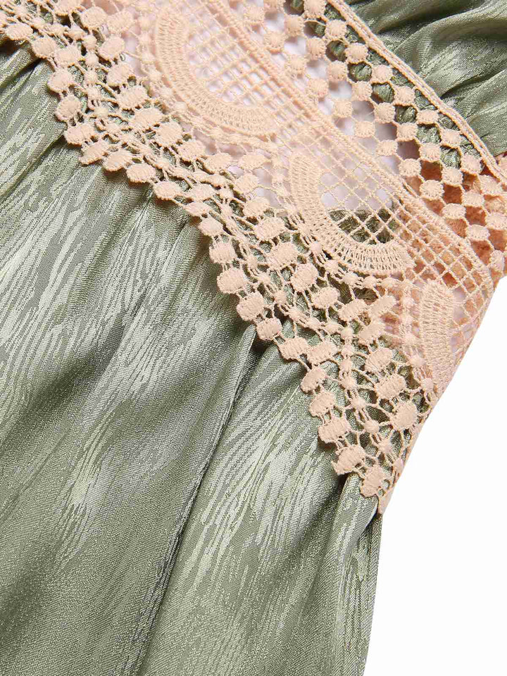 2PCS Green Guipure Lace Nightgown &amp; Robe - vintage nightgown, retro sleepwear