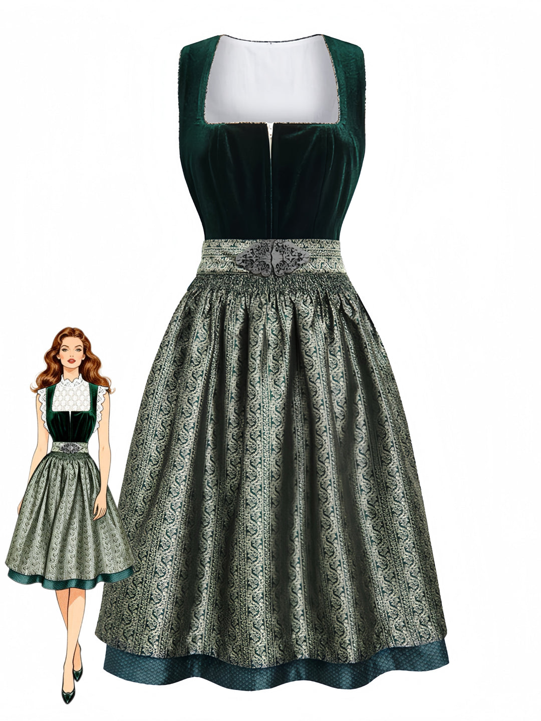 Green 1950s Vintage Retro Dress