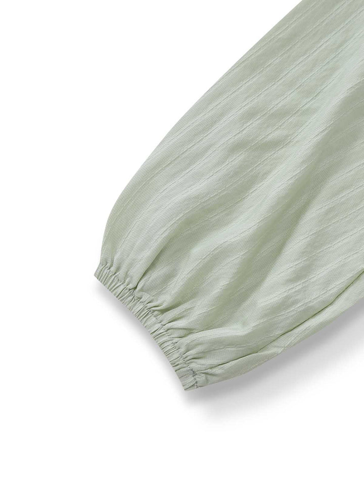 2PCS Green 1980s Tie-Neck Blouse &amp; Solid Skirt - vintage skirt, style