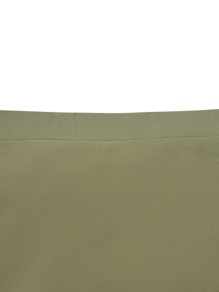 2PCS Green 1980s Tie-Neck Blouse &amp; Solid Skirt - vintage skirt, style