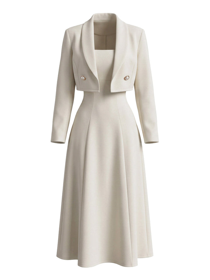 Cream Color 1950s Vintage Two Piece Set 2