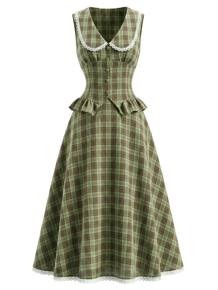 [Pre-Sale] Lake Green 1940s Plaid Vintage Classic Skirt 2