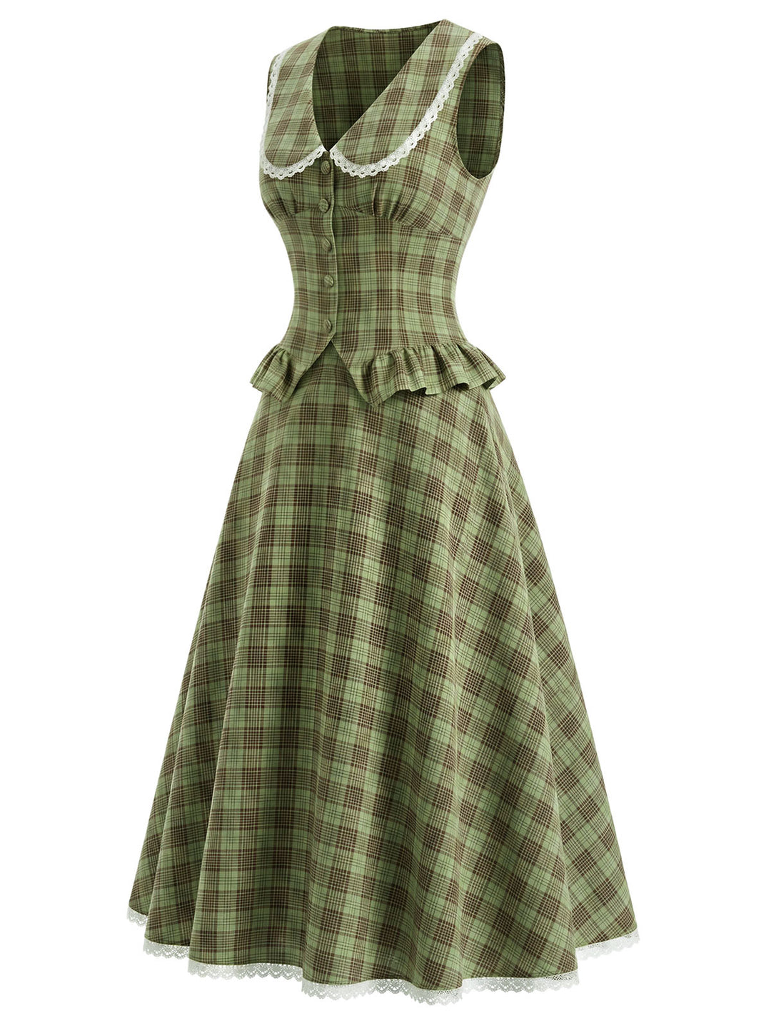 [Pre-Sale] Lake Green 1940s Plaid Vintage Classic Skirt 3