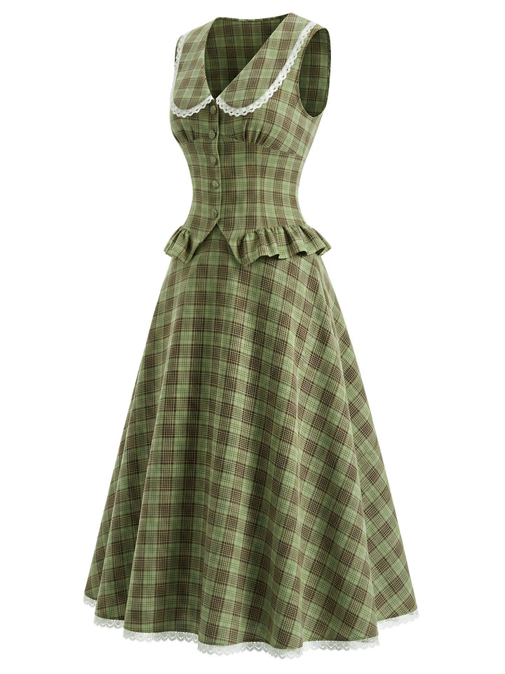 [Pre-Sale] Lake Green 1940s Plaid Vintage Classic Skirt 3