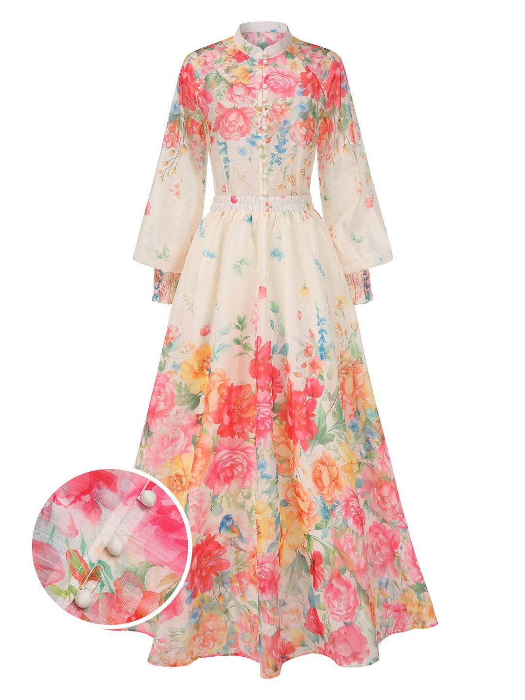 2PCS 1970s Mandarin Collar Floral | 1970s | vintage skirt, retro style