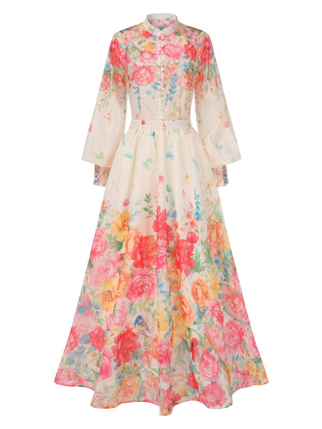 2PCS 1970s Mandarin Collar Floral | 1970s | vintage skirt, retro style