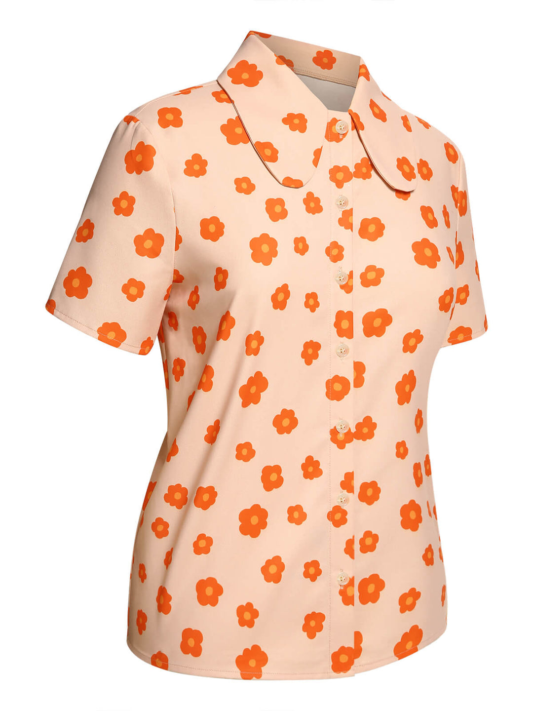 2PCS Orange 1960s Floral Shirt &amp; Skirt — vintage elegance for the modern woman