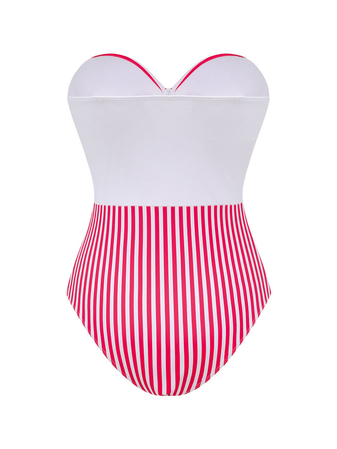 2PCS Pink Striped Strapless One-Piece Swimsuit &amp; Cover-Up - vintage swimsuit, swimwear for vintage lovers