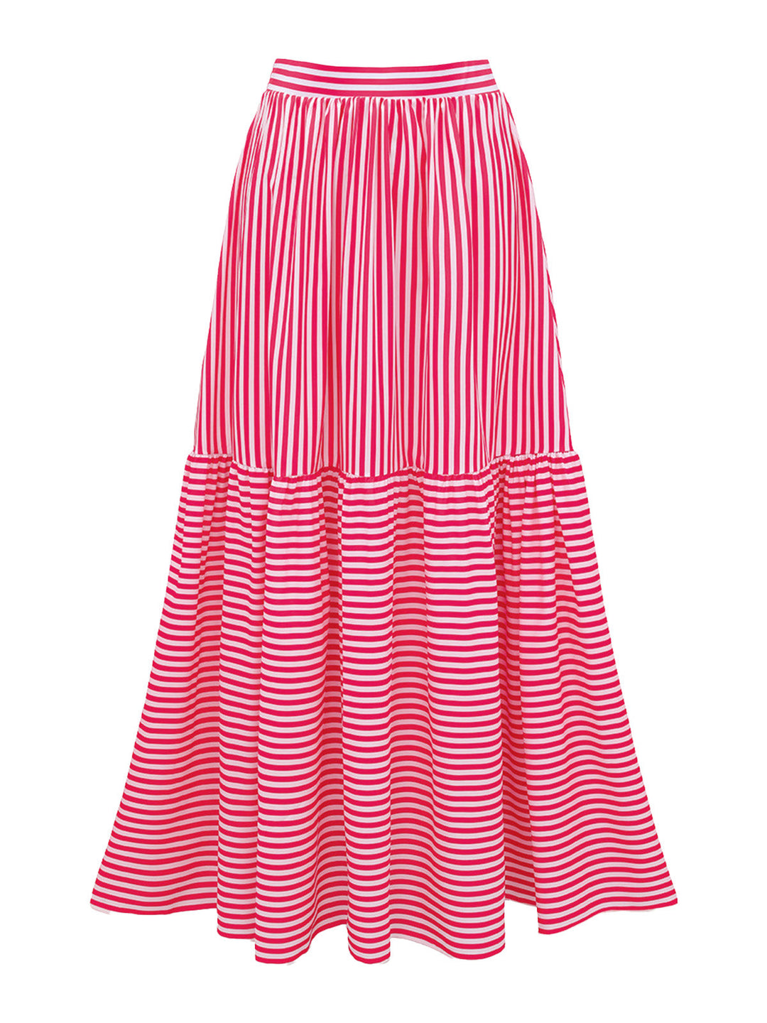 2PCS Pink Striped Strapless One-Piece Swimsuit &amp; Cover-Up - vintage swimsuit, swimwear for vintage lovers