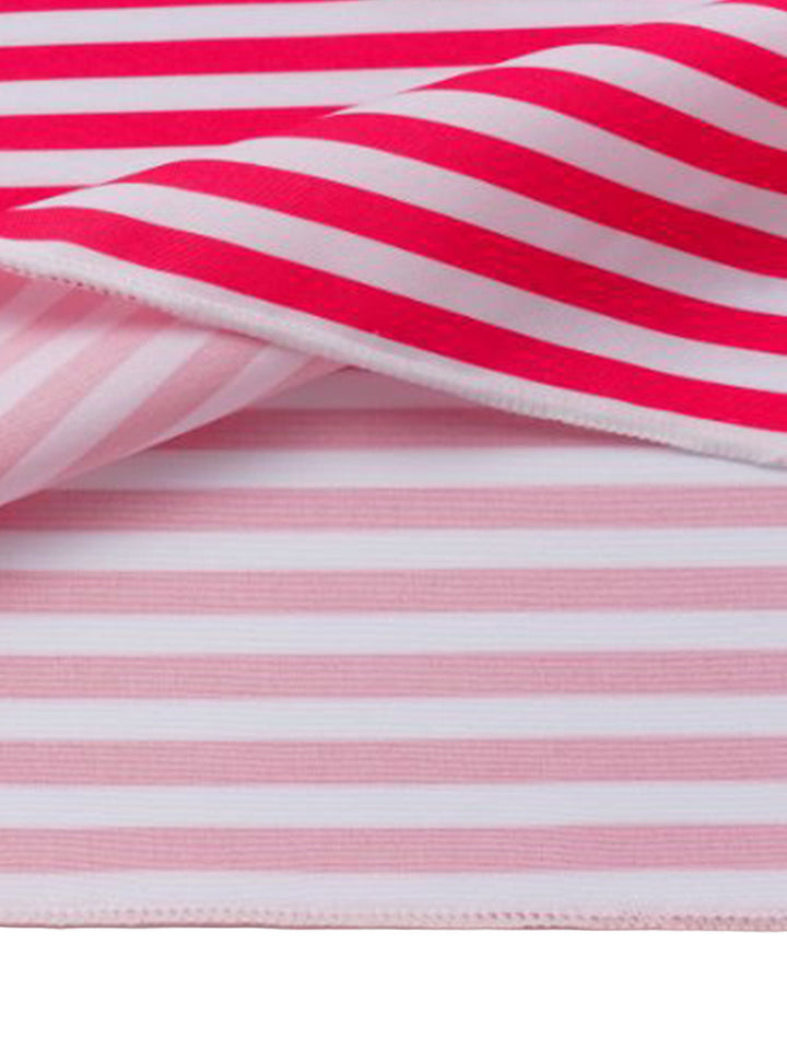 2PCS Pink Striped Strapless One-Piece Swimsuit &amp; Cover-Up - vintage swimsuit, swimwear for vintage lovers