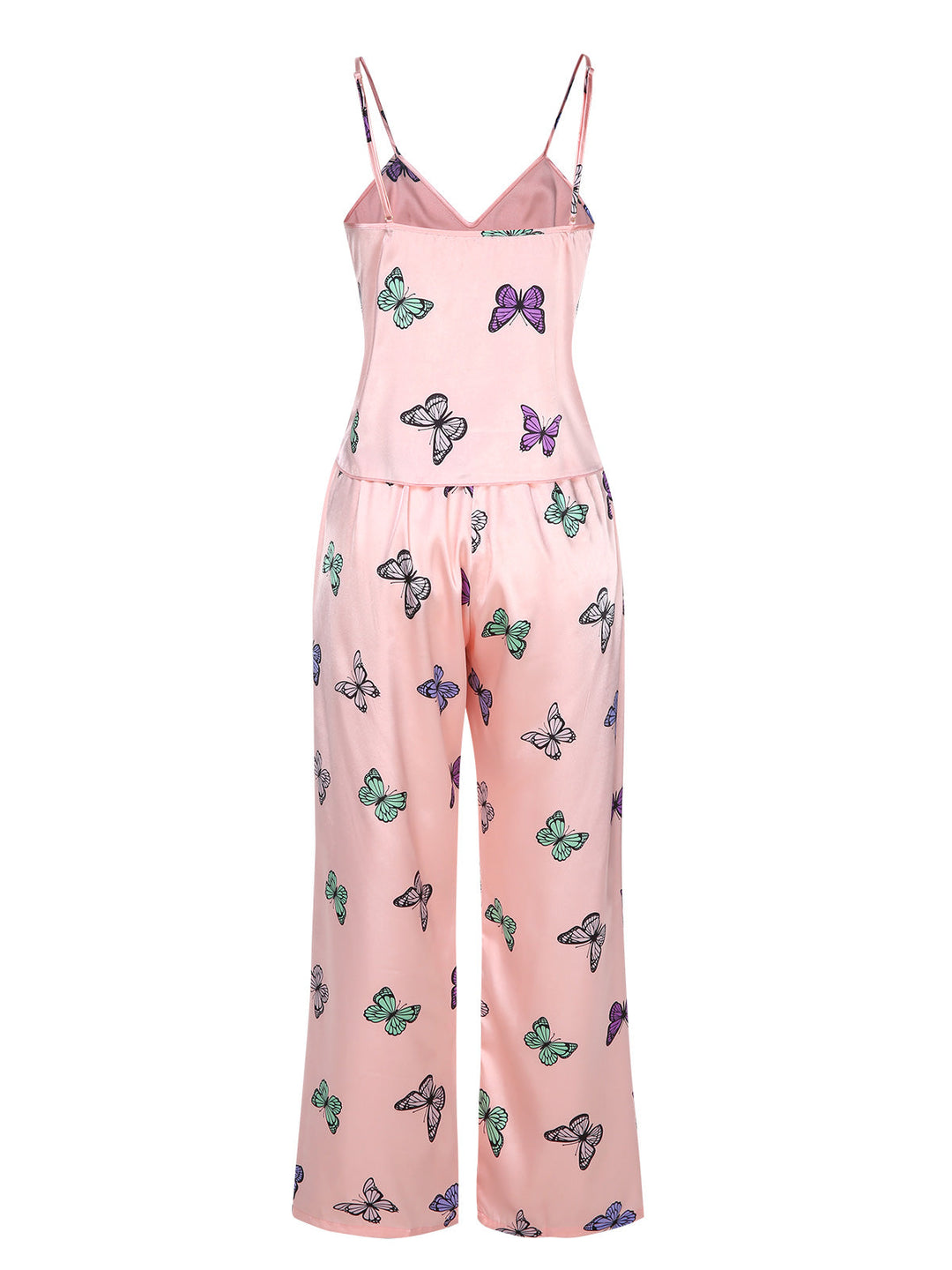 2PCS Pink Butterfly Suspender V-Neck Sleepwear, vintage fashion, retro style - perfect for women who love vintage and retro fashion