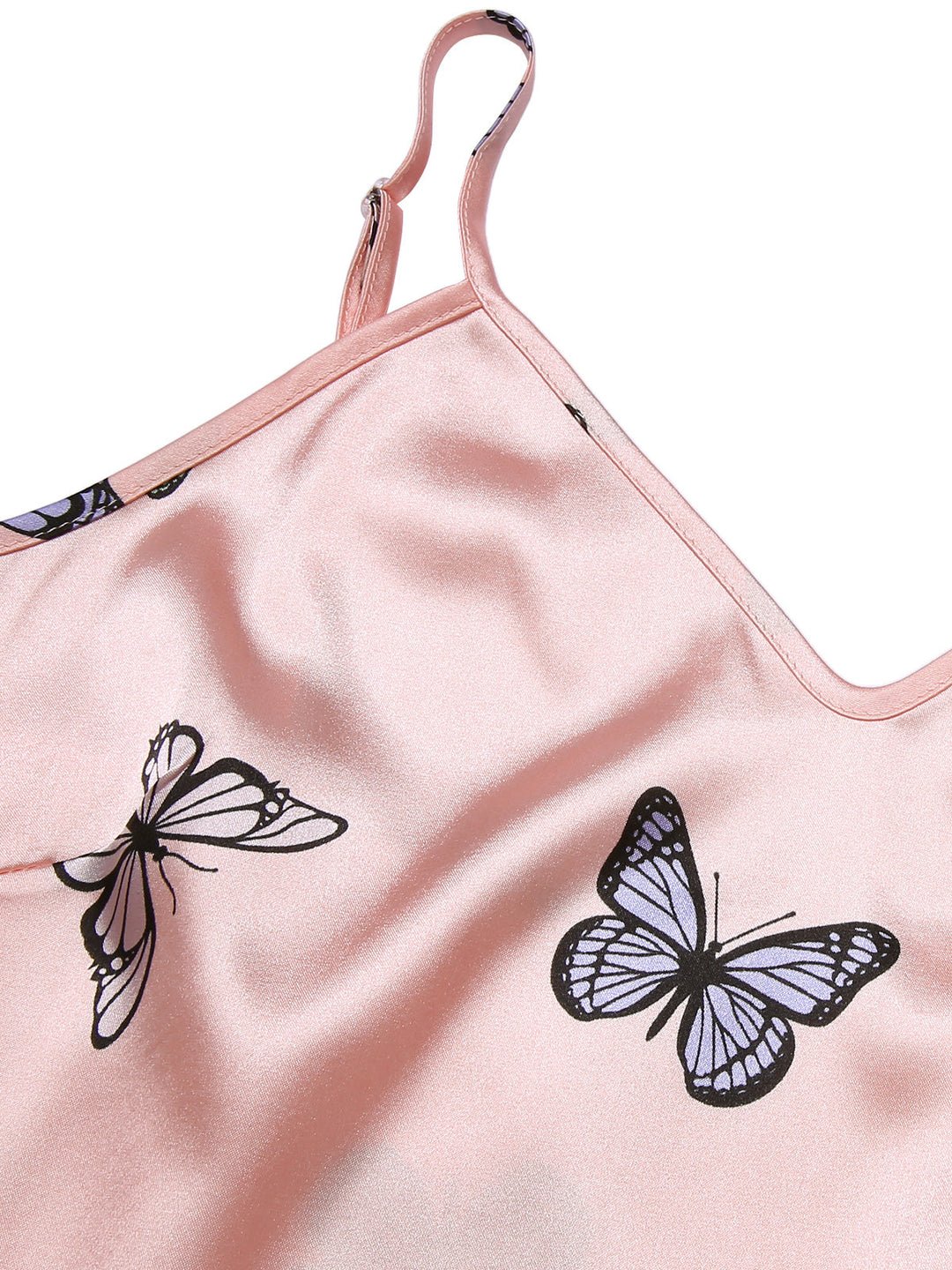 2PCS Pink Butterfly Suspender V-Neck Sleepwear, vintage fashion, retro style - perfect for women who love vintage and retro fashion