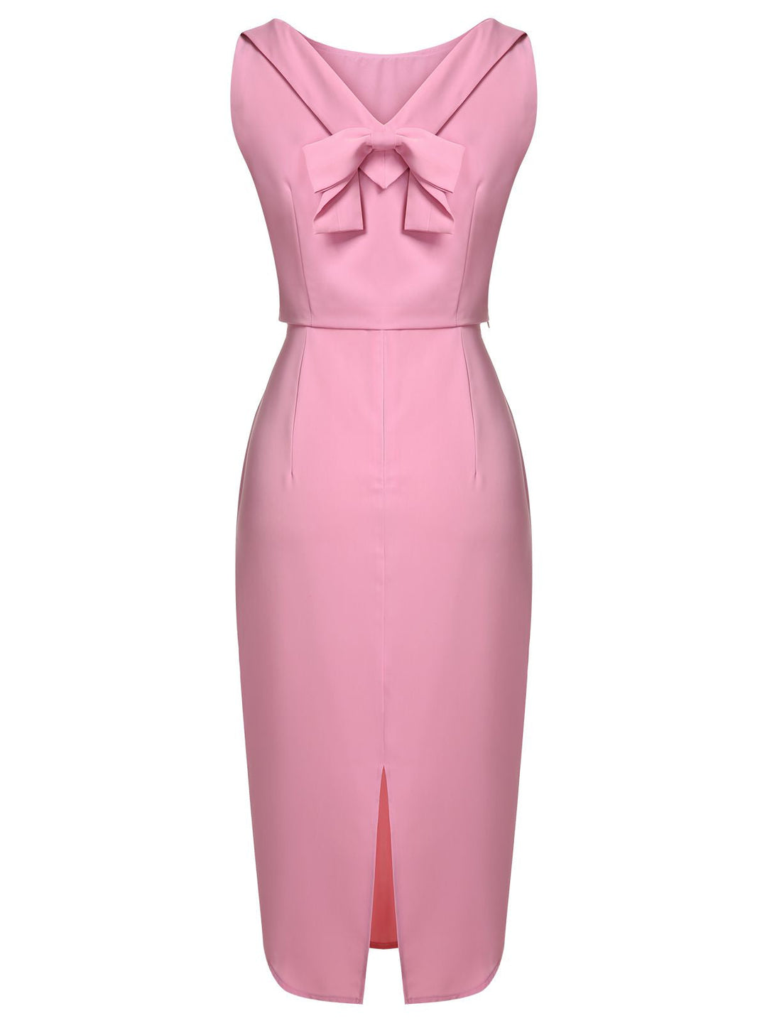 2PCS Pink 1960s Lapel Bowknot Blouse &amp; Solid Spaghetti Strap Dress, vintage dress, retro fashion - perfect for women who love vintage and retro fashion