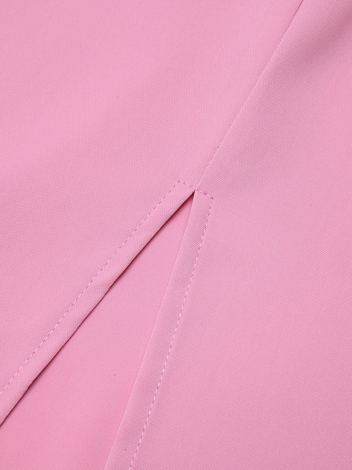2PCS Pink 1960s Lapel Bowknot Blouse &amp; Solid Spaghetti Strap Dress, vintage dress, retro fashion - perfect for women who love vintage and retro fashion