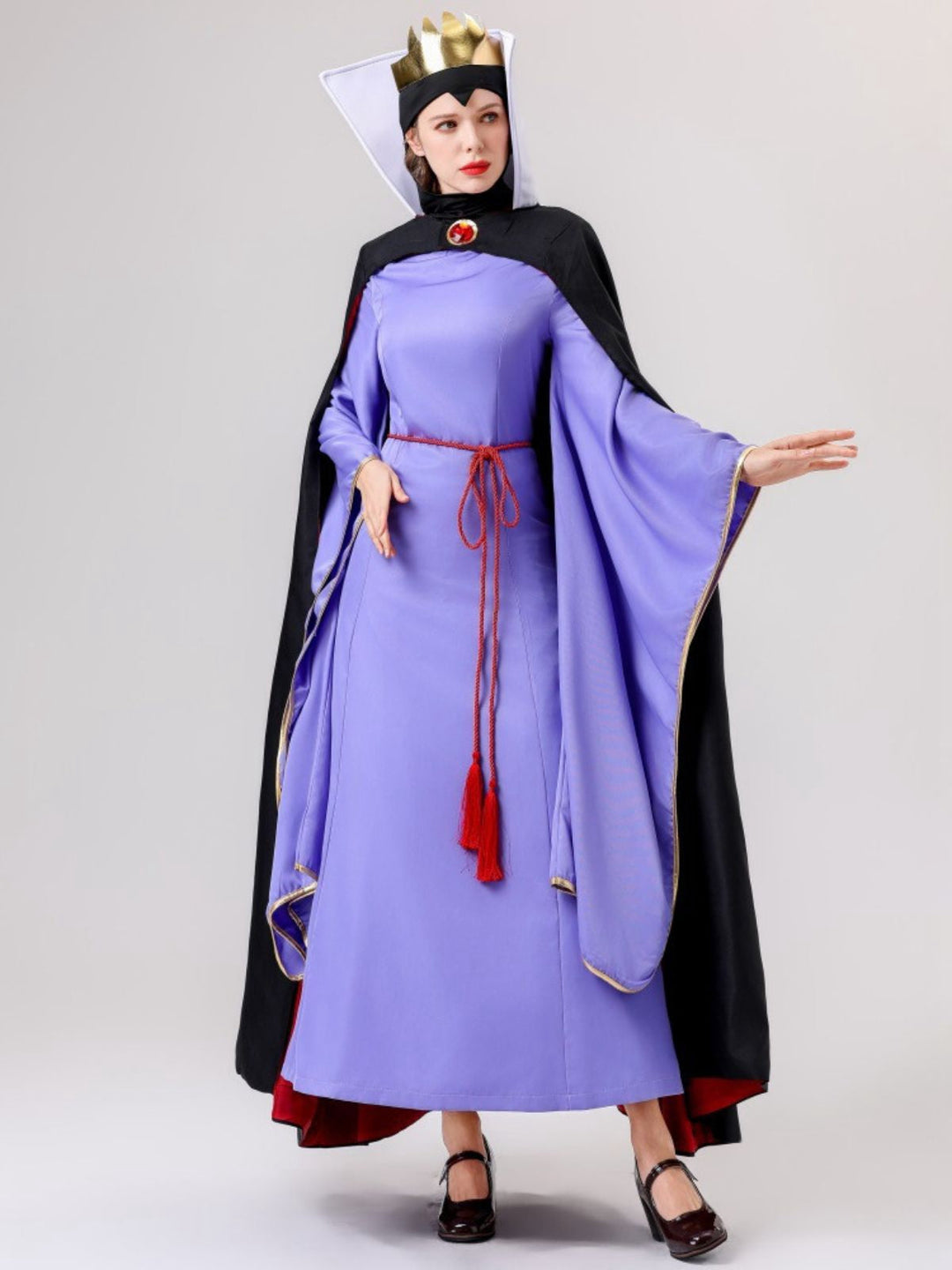 2PCS Purple 1940s Evil Queen Dress &amp; Long Cloak — the kind of 1940s dress that makes strangers smile