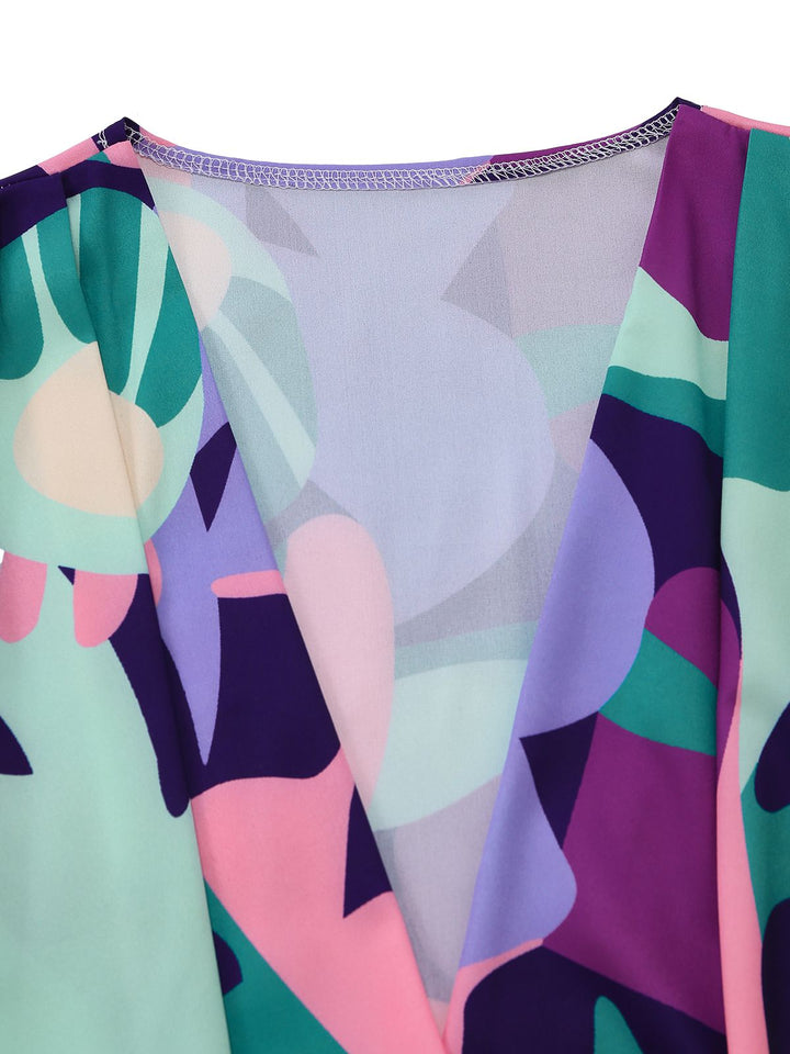 2PCS Purple 1970s Geometric Print Vest &amp; Shorts, vintage fashion, retro style - perfect for women who love vintage and retro fashion
