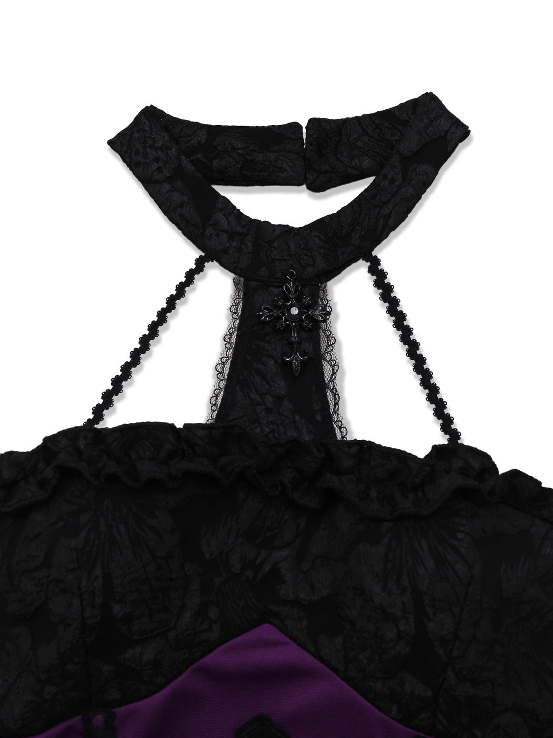 2PCS Purple 1980s Gothic Cross Witch Top &amp; Skirt - vintage skirt, retro style