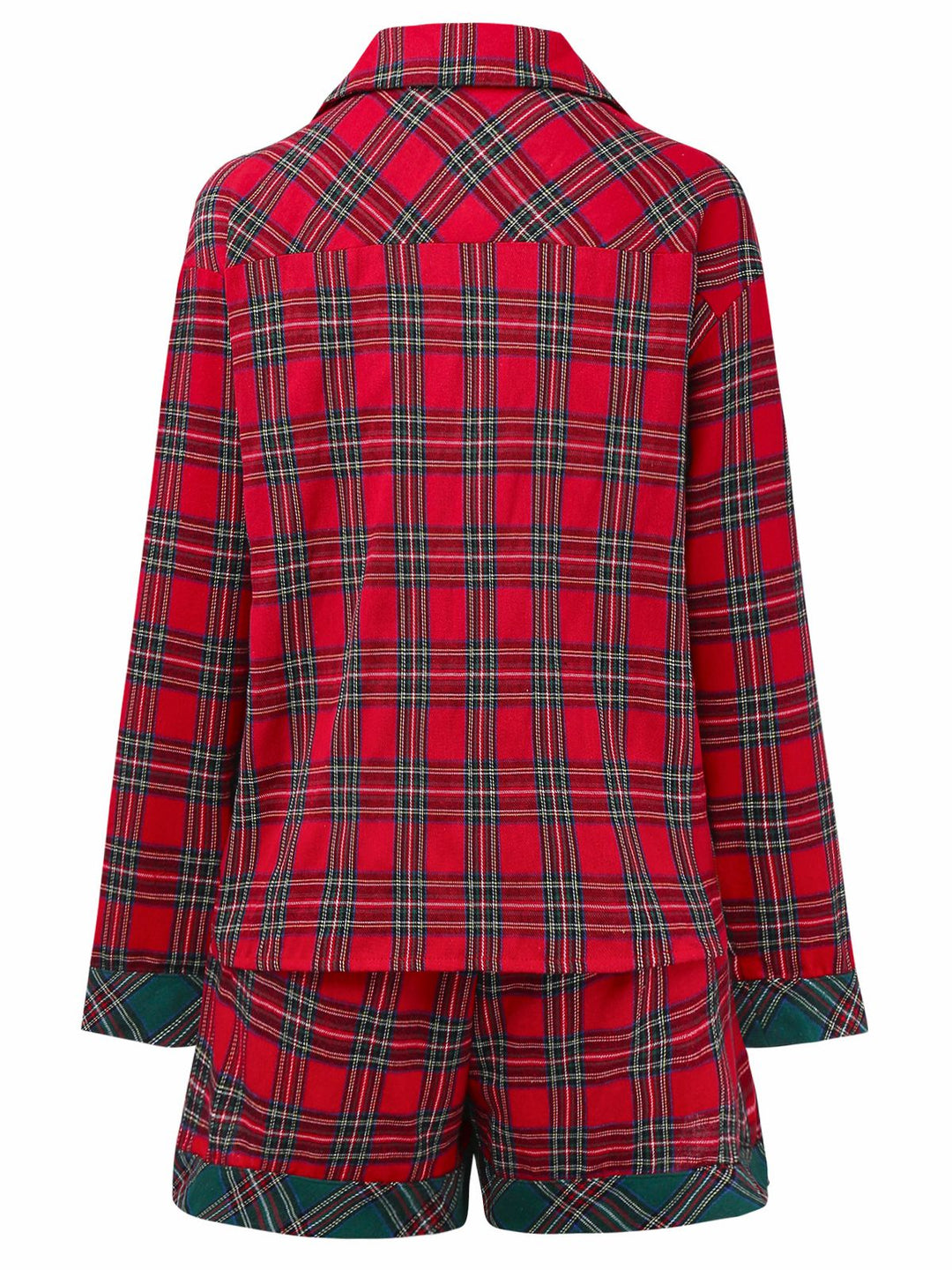 2PCS Red Christmas Plaid Pajama Set - vintage fashion, retro style, elegant red