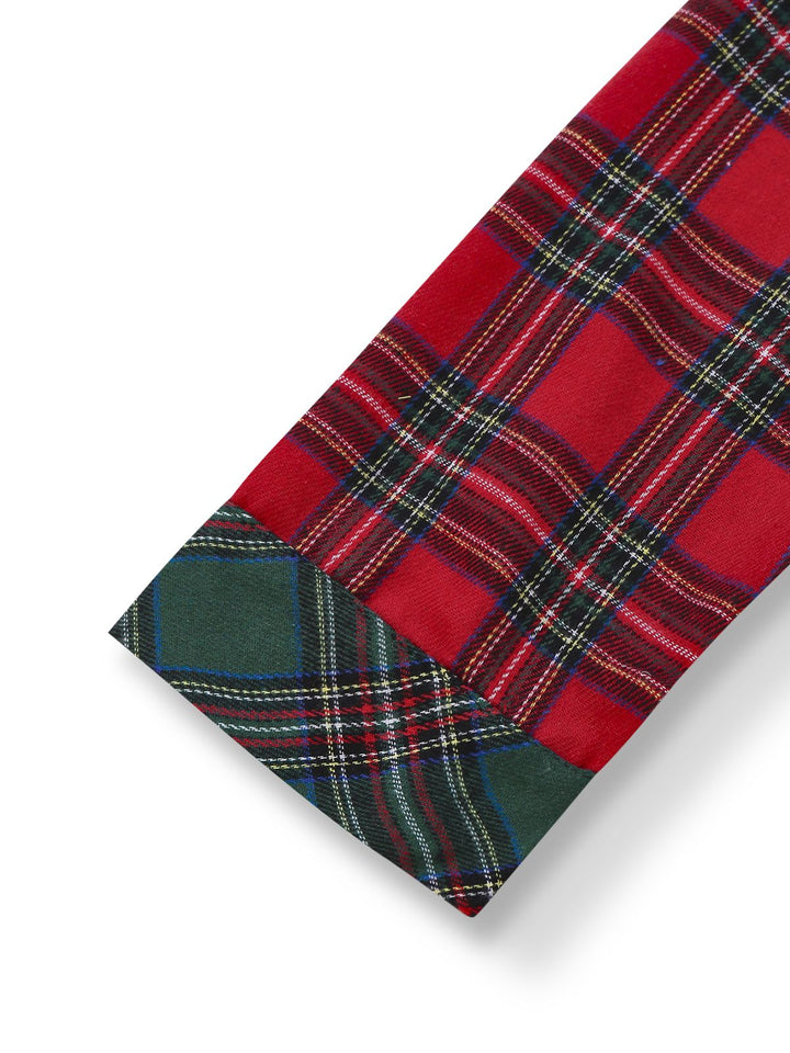 2PCS Red Christmas Plaid Pajama Set - vintage fashion, retro style, elegant red