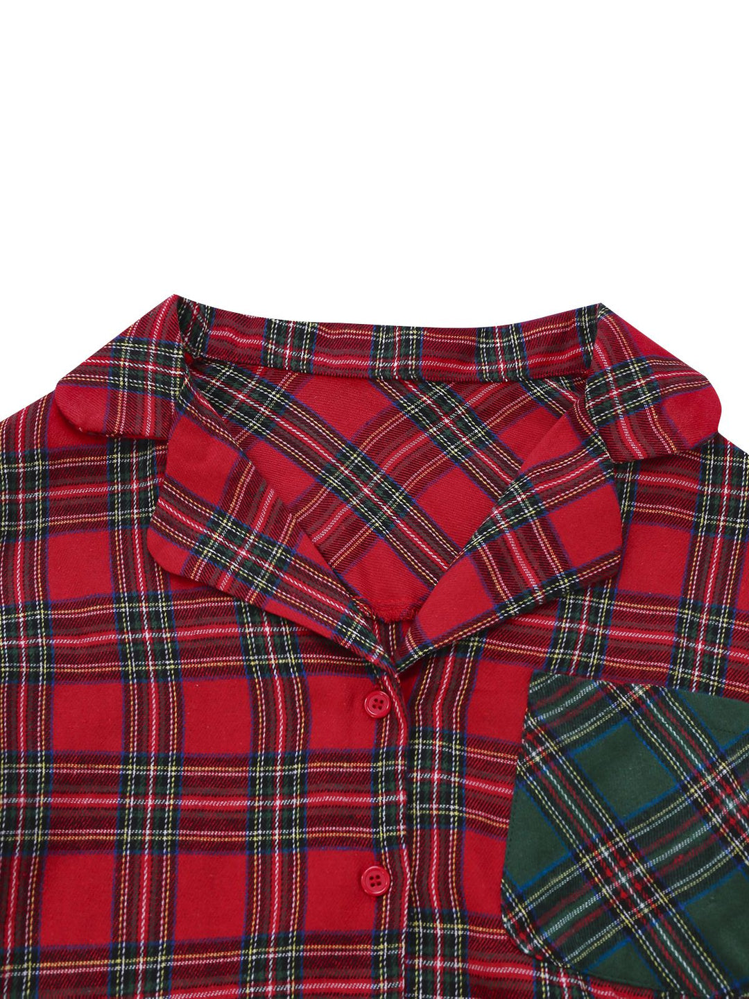 2PCS Red Christmas Plaid Pajama Set - vintage fashion, retro style, elegant red