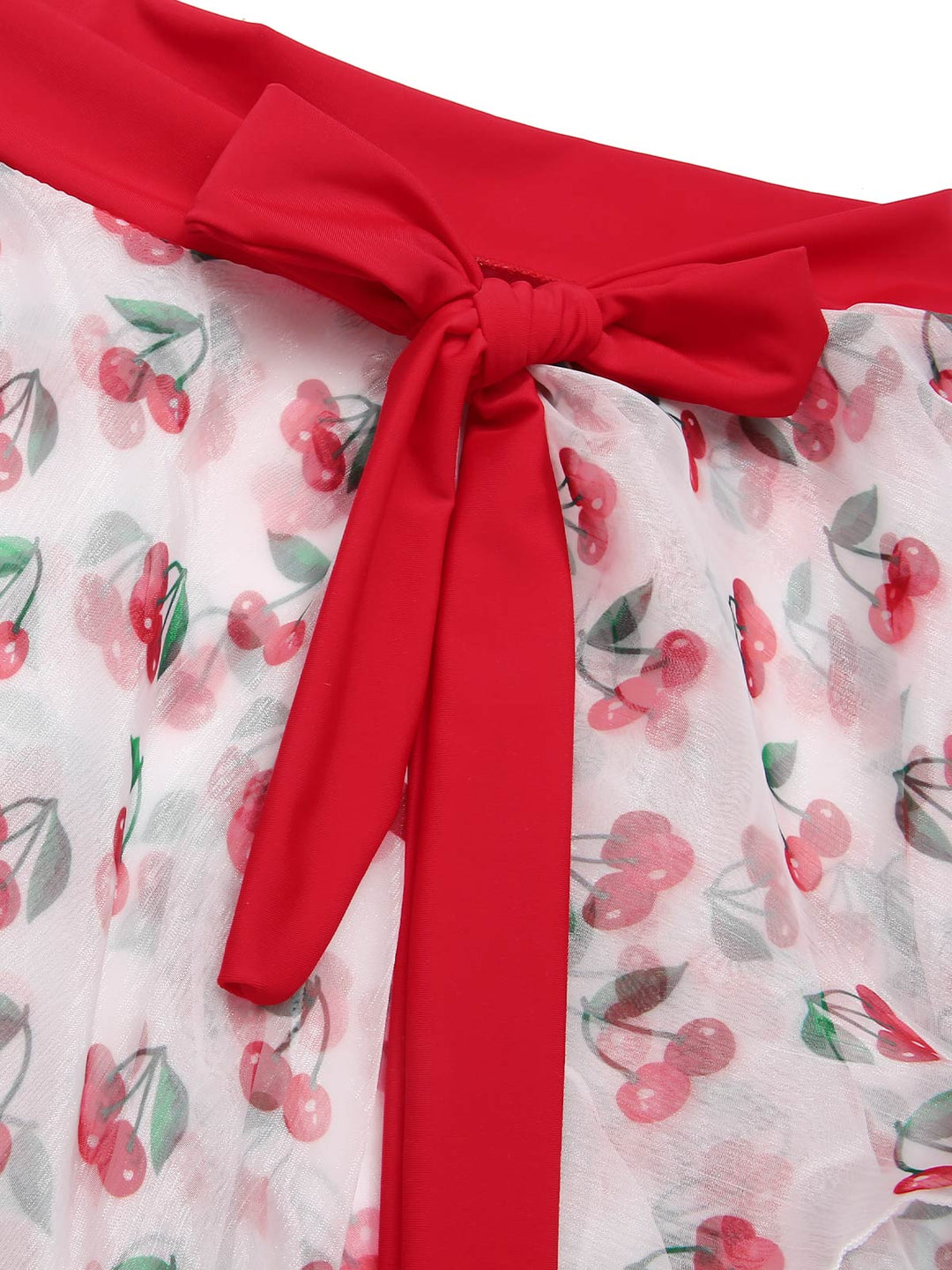 2PCS Red 1950s Cherry Bikini &amp; Tie-Waist Cover up - vintage fashion, retro style, elegant red